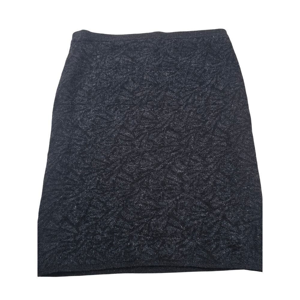 Eileen Fisher Mini Skirt Black Gray Wool Blend Pull On Elastic Waist Sz XS EUC